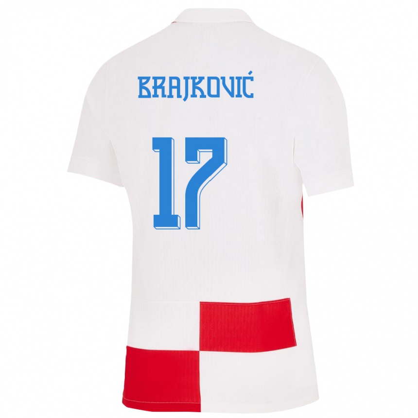 Niño Fútbol Camiseta Croacia Roko Brajkovic #17 Blanco Rojo 1ª Equipación 24-26 México