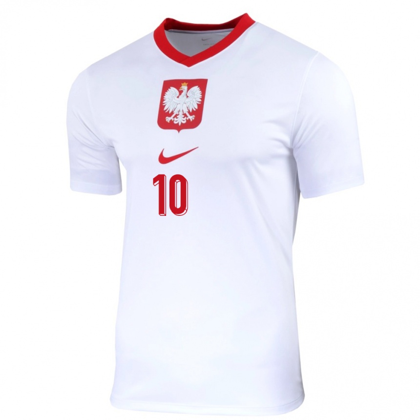 Niño Fútbol Camiseta Polonia Mateusz Skoczylas #10 Blanco 1ª Equipación 24-26 México