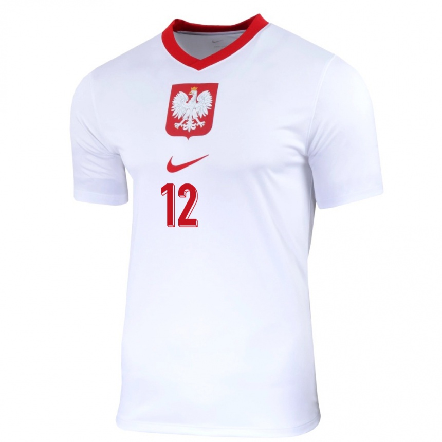 Niño Fútbol Camiseta Polonia Jakub Stepak #12 Blanco 1ª Equipación 24-26 México