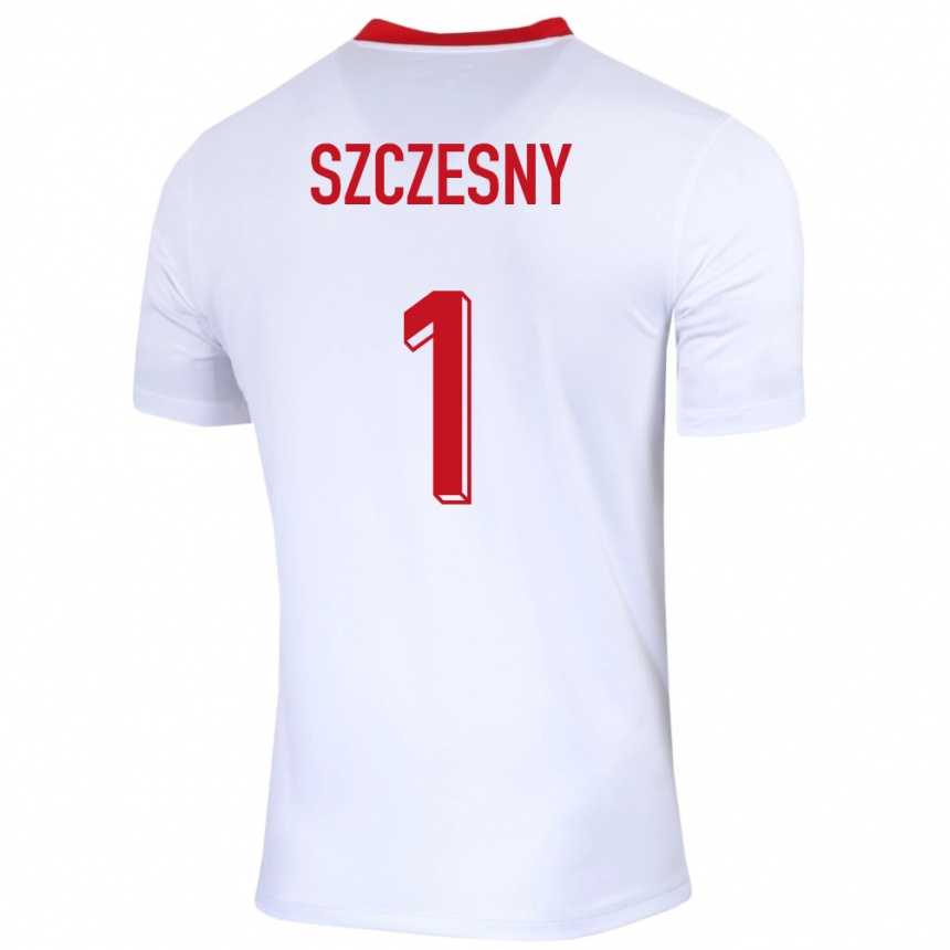 Niño Fútbol Camiseta Polonia Wojciech Szczesny #1 Blanco 1ª Equipación 24-26 México