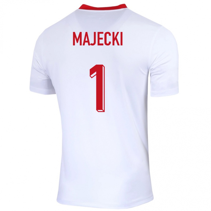 Niño Fútbol Camiseta Polonia Radoslaw Majecki #1 Blanco 1ª Equipación 24-26 México