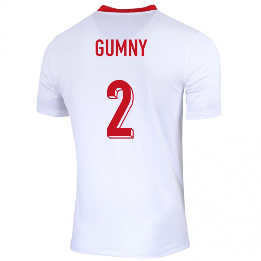 Niño Fútbol Camiseta Polonia Robert Gumny #2 Blanco 1ª Equipación 24-26 México