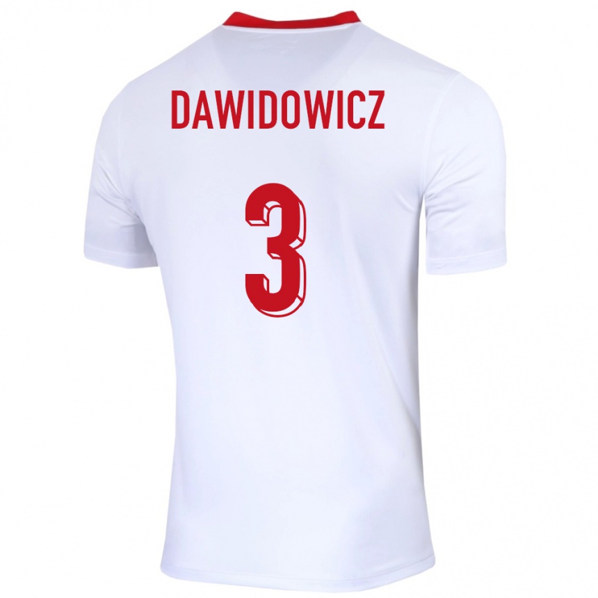 Niño Fútbol Camiseta Polonia Pawel Dawidowicz #3 Blanco 1ª Equipación 24-26 México