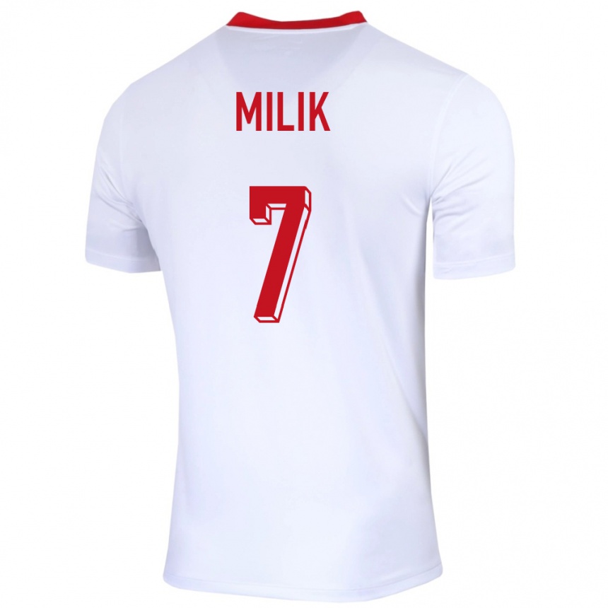 Niño Fútbol Camiseta Polonia Arkadiusz Milik #7 Blanco 1ª Equipación 24-26 México