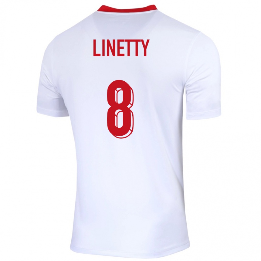 Niño Fútbol Camiseta Polonia Karol Linetty #8 Blanco 1ª Equipación 24-26 México