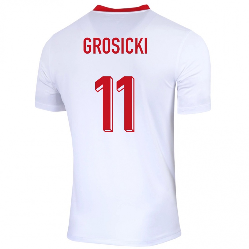 Niño Fútbol Camiseta Polonia Kamil Grosicki #11 Blanco 1ª Equipación 24-26 México