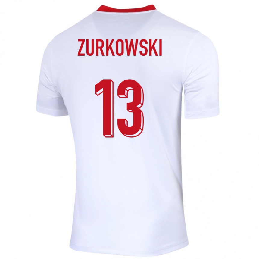 Niño Fútbol Camiseta Polonia Szymon Zurkowski #13 Blanco 1ª Equipación 24-26 México