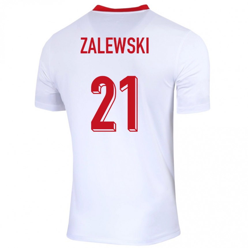 Niño Fútbol Camiseta Polonia Nicola Zalewski #21 Blanco 1ª Equipación 24-26 México