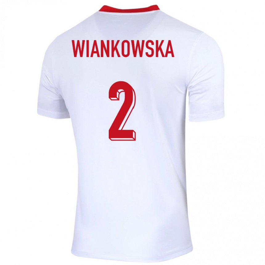 Niño Fútbol Camiseta Polonia Martyna Wiankowska #2 Blanco 1ª Equipación 24-26 México