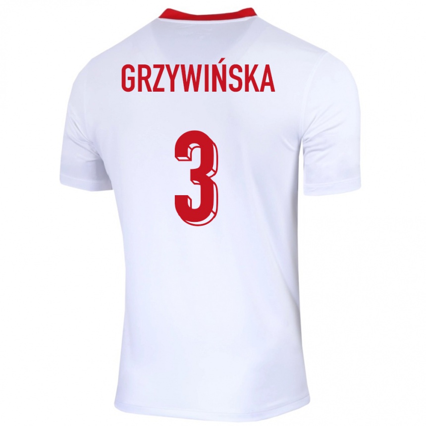 Niño Fútbol Camiseta Polonia Gabriela Grzywinska #3 Blanco 1ª Equipación 24-26 México