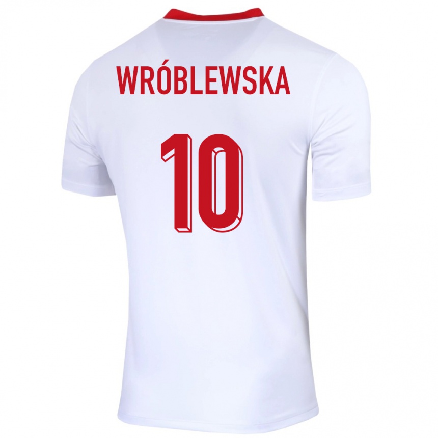 Niño Fútbol Camiseta Polonia Joanna Wroblewska #10 Blanco 1ª Equipación 24-26 México
