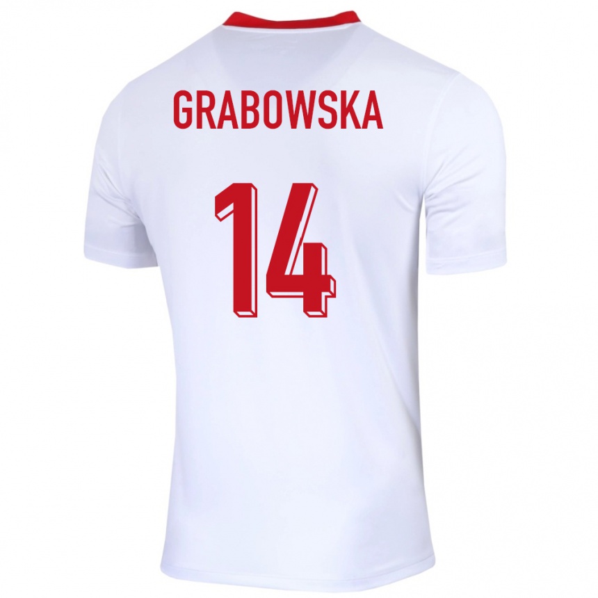 Niño Fútbol Camiseta Polonia Dominika Grabowska #14 Blanco 1ª Equipación 24-26 México