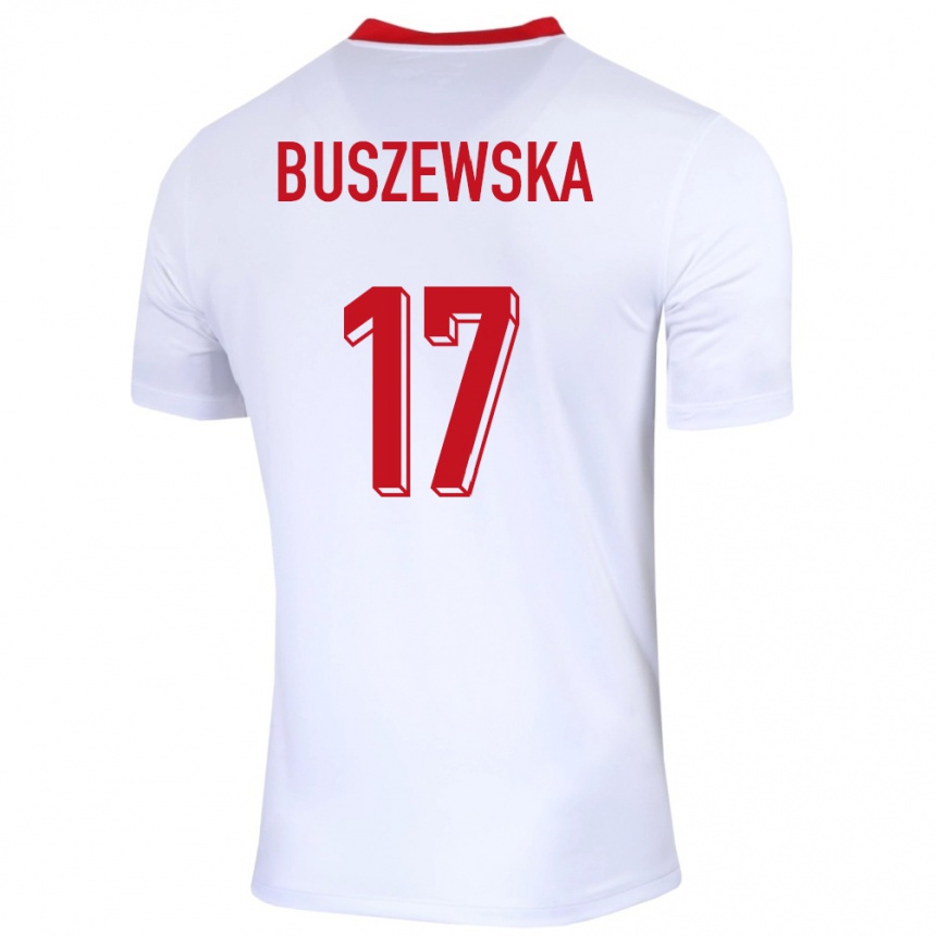 Niño Fútbol Camiseta Polonia Zofia Buszewska #17 Blanco 1ª Equipación 24-26 México