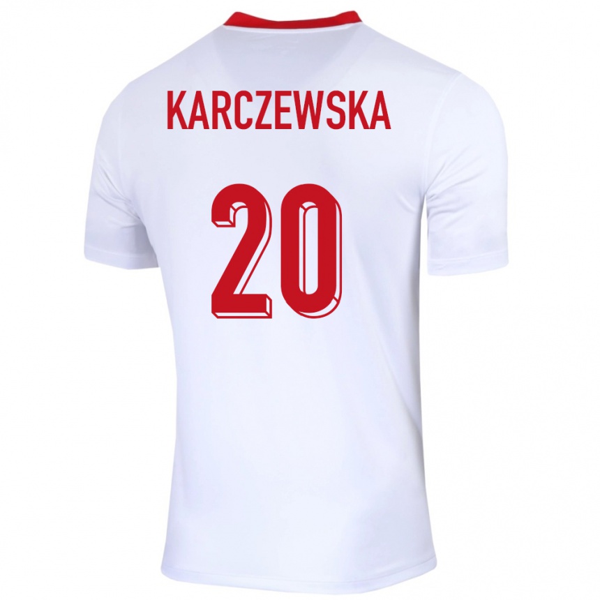 Niño Fútbol Camiseta Polonia Nikola Karczewska #20 Blanco 1ª Equipación 24-26 México