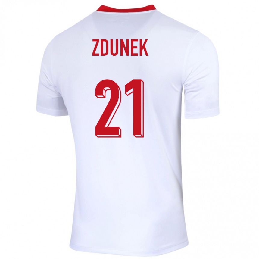 Niño Fútbol Camiseta Polonia Emilia Zdunek #21 Blanco 1ª Equipación 24-26 México