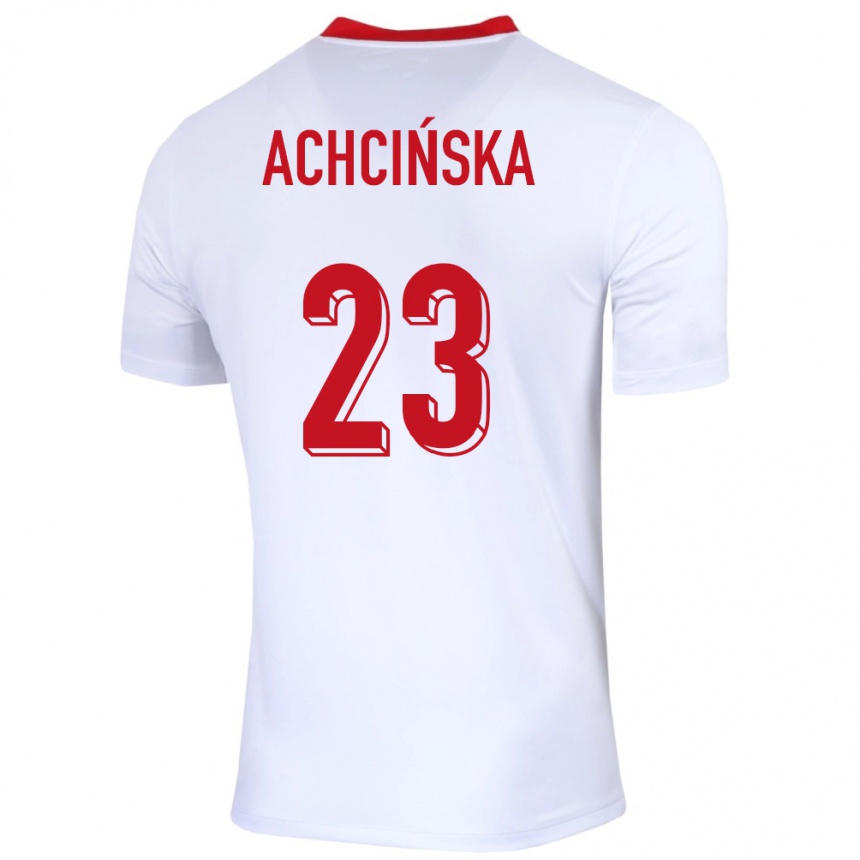 Niño Fútbol Camiseta Polonia Adriana Achcinska #23 Blanco 1ª Equipación 24-26 México