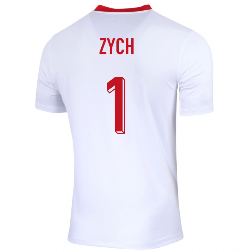 Niño Fútbol Camiseta Polonia Oliwier Zych #1 Blanco 1ª Equipación 24-26 México