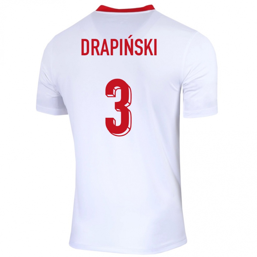 Niño Fútbol Camiseta Polonia Igor Drapinski #3 Blanco 1ª Equipación 24-26 México