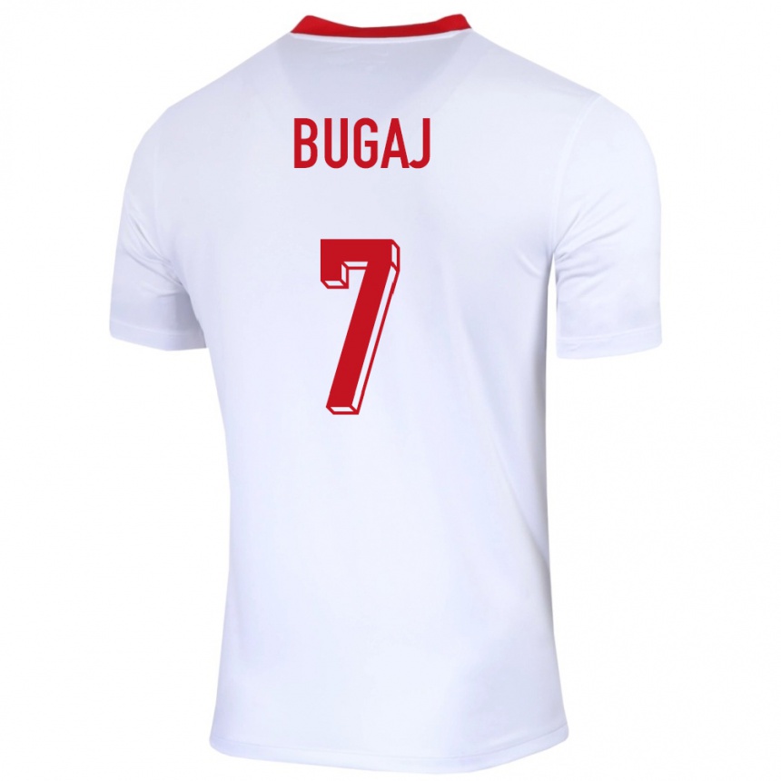 Niño Fútbol Camiseta Polonia Dawid Bugaj #7 Blanco 1ª Equipación 24-26 México