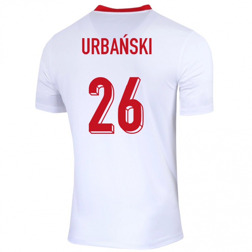 Niño Fútbol Camiseta Polonia Kacper Urbanski #26 Blanco 1ª Equipación 24-26 México