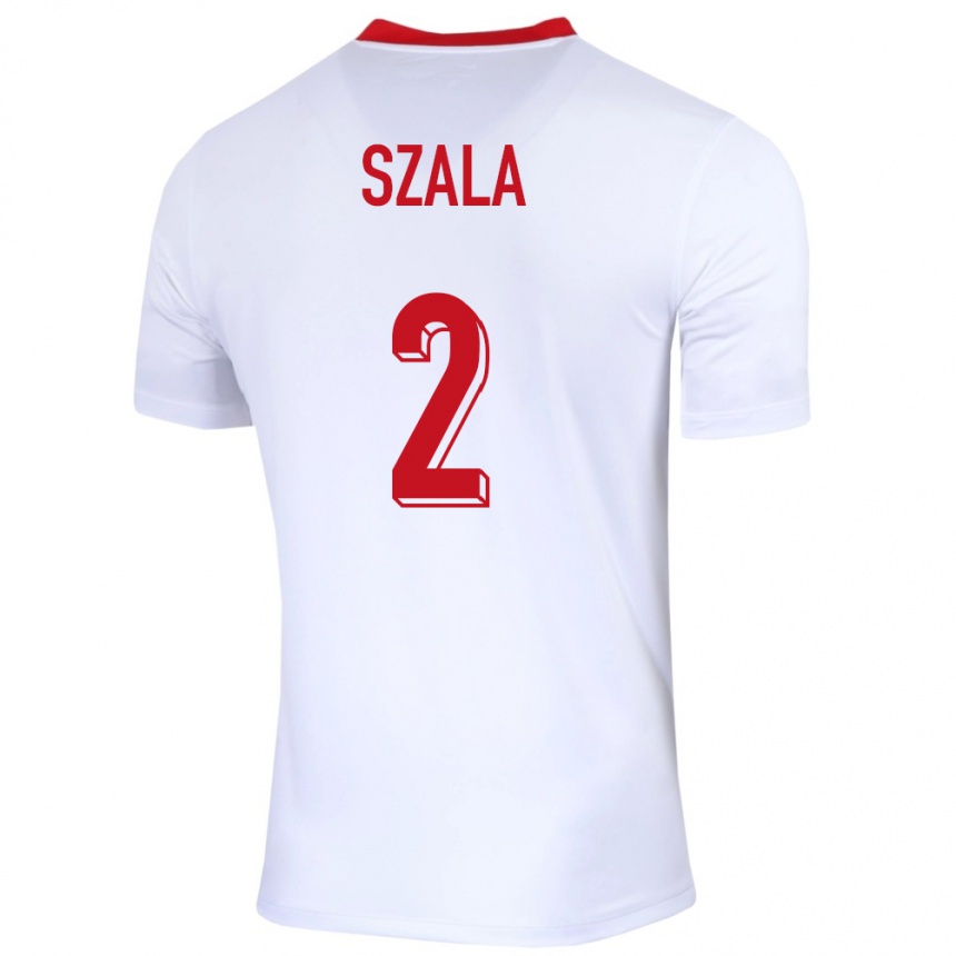 Niño Fútbol Camiseta Polonia Dominik Szala #2 Blanco 1ª Equipación 24-26 México