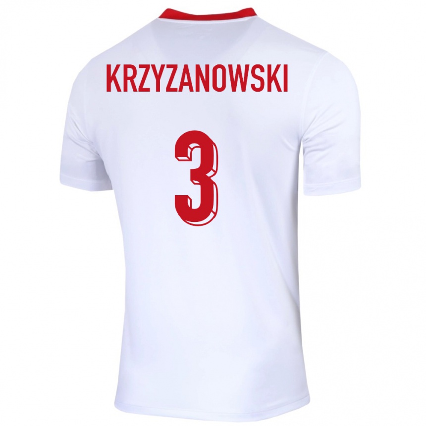 Niño Fútbol Camiseta Polonia Jakub Krzyzanowski #3 Blanco 1ª Equipación 24-26 México