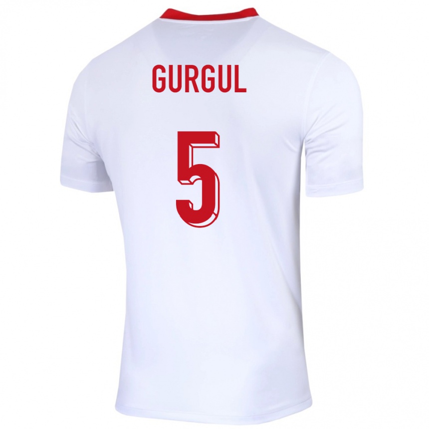 Niño Fútbol Camiseta Polonia Michal Gurgul #5 Blanco 1ª Equipación 24-26 México