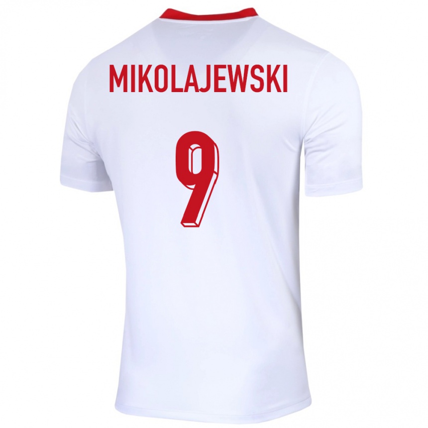 Niño Fútbol Camiseta Polonia Daniel Mikolajewski #9 Blanco 1ª Equipación 24-26 México