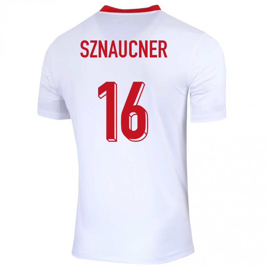 Niño Fútbol Camiseta Polonia Maksymilian Sznaucner #16 Blanco 1ª Equipación 24-26 México