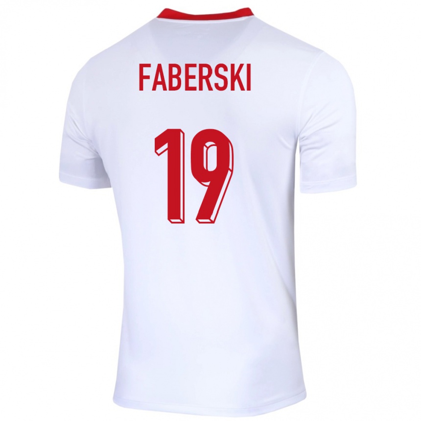 Niño Fútbol Camiseta Polonia Jan Faberski #19 Blanco 1ª Equipación 24-26 México