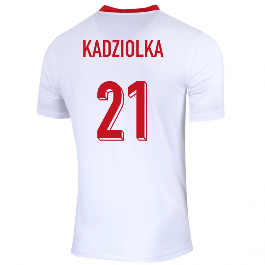 Niño Fútbol Camiseta Polonia Szymon Kadziolka #21 Blanco 1ª Equipación 24-26 México