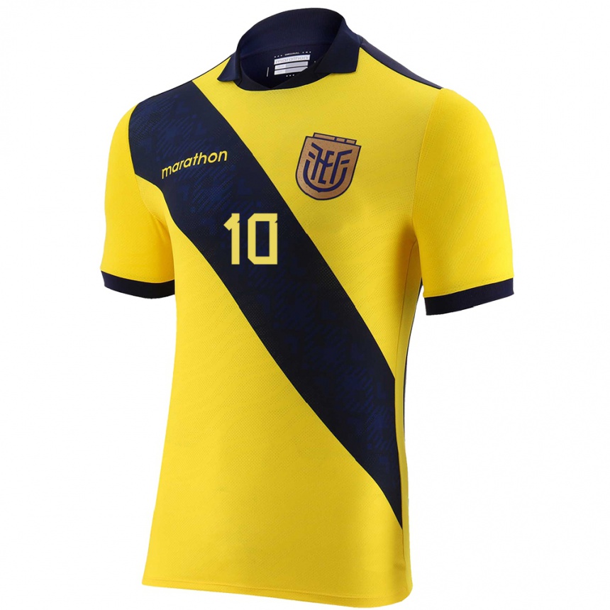 Niño Fútbol Camiseta Ecuador Romario Ibarra #10 Amarillo 1ª Equipación 24-26 México