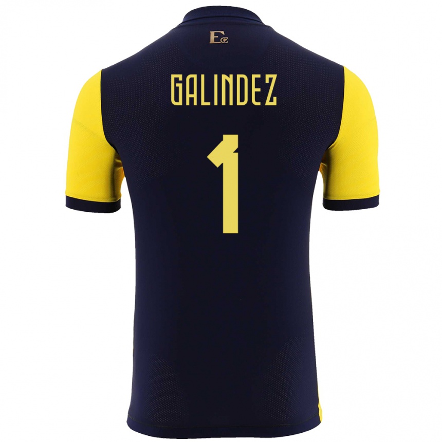 Niño Fútbol Camiseta Ecuador Hernan Galindez #1 Amarillo 1ª Equipación 24-26 México