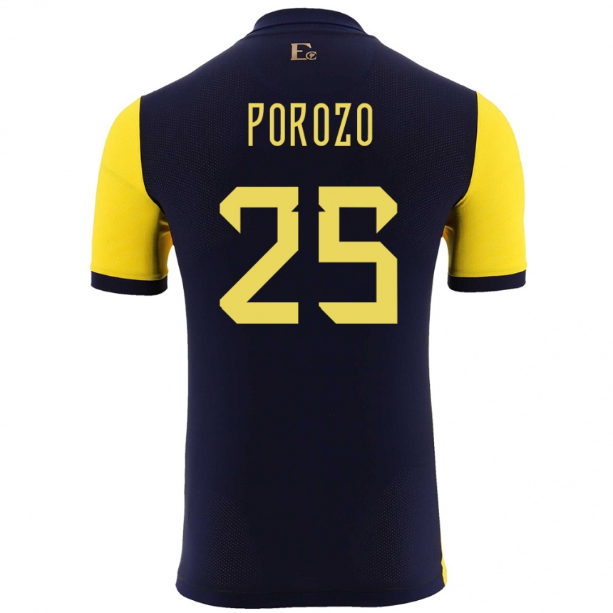 Niño Fútbol Camiseta Ecuador Jackson Porozo #25 Amarillo 1ª Equipación 24-26 México