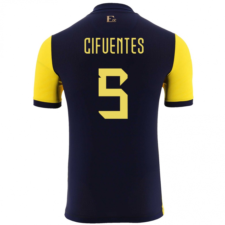 Niño Fútbol Camiseta Ecuador Jose Cifuentes #5 Amarillo 1ª Equipación 24-26 México