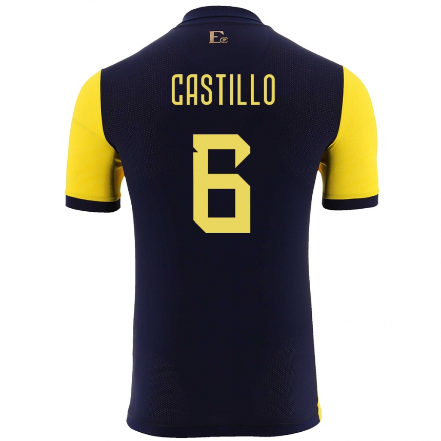 Niño Fútbol Camiseta Ecuador Byron Castillo #6 Amarillo 1ª Equipación 24-26 México