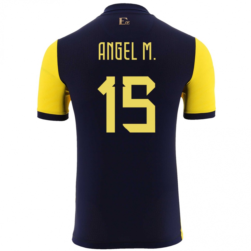 Niño Fútbol Camiseta Ecuador Angel Mena #15 Amarillo 1ª Equipación 24-26 México