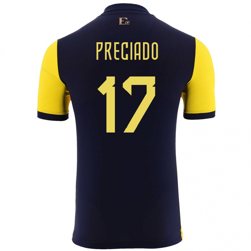 Niño Fútbol Camiseta Ecuador Angelo Preciado #17 Amarillo 1ª Equipación 24-26 México