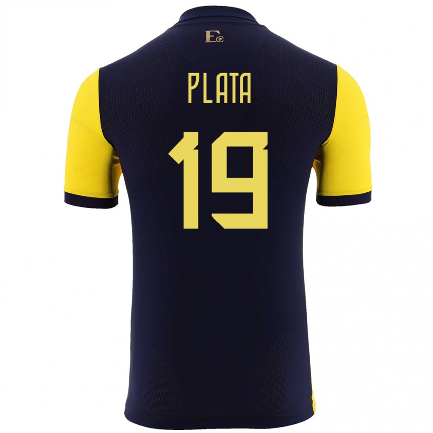 Niño Fútbol Camiseta Ecuador Gonzalo Plata #19 Amarillo 1ª Equipación 24-26 México