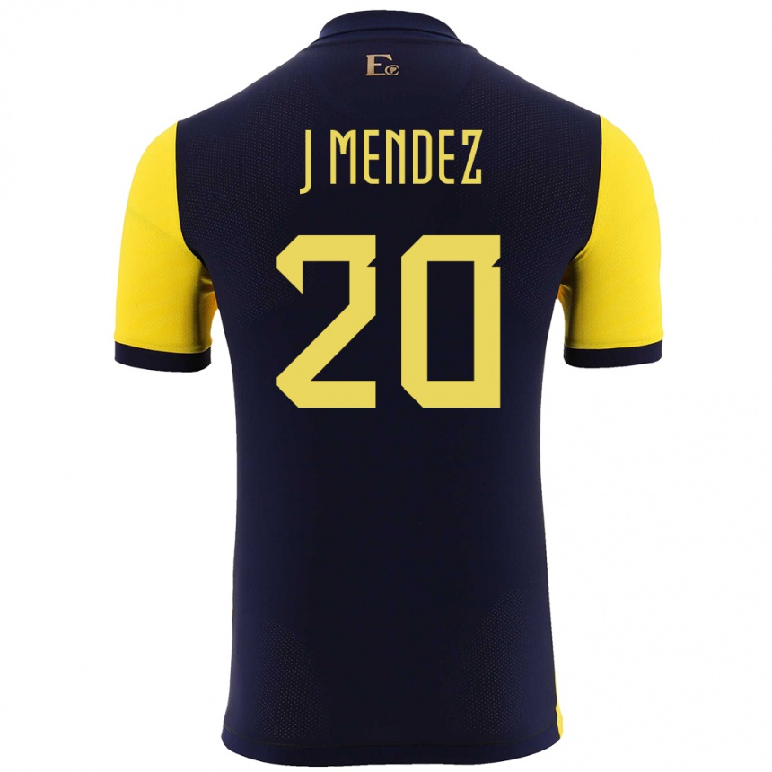 Niño Fútbol Camiseta Ecuador Jhegson Mendez #20 Amarillo 1ª Equipación 24-26 México