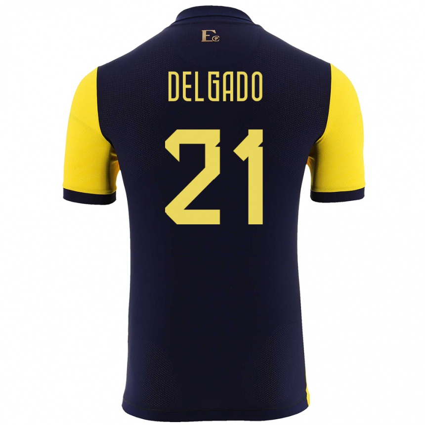 Niño Fútbol Camiseta Ecuador Patrickson Delgado #21 Amarillo 1ª Equipación 24-26 México