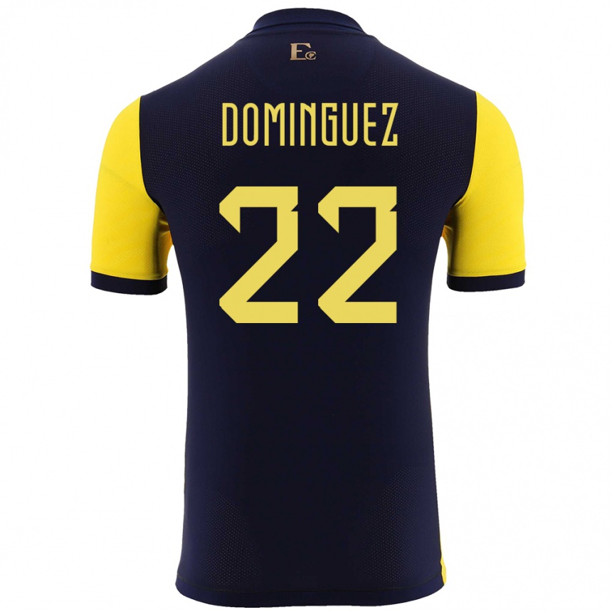 Niño Fútbol Camiseta Ecuador Alexander Dominguez #22 Amarillo 1ª Equipación 24-26 México