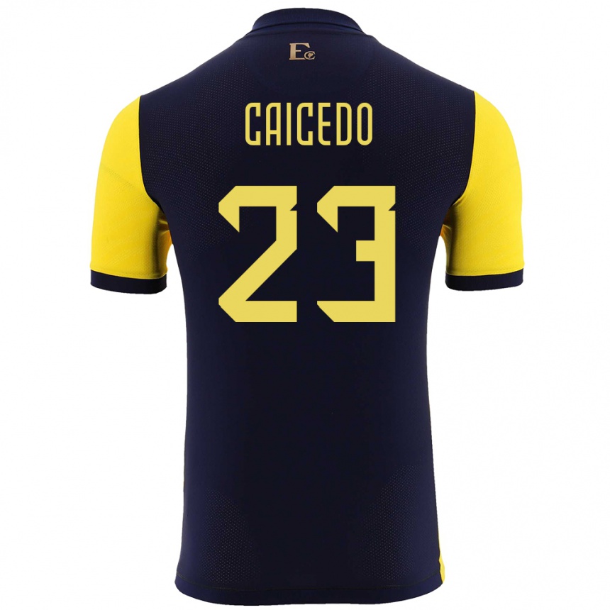 Niño Fútbol Camiseta Ecuador Moises Caicedo #23 Amarillo 1ª Equipación 24-26 México