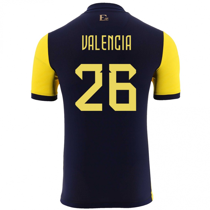 Niño Fútbol Camiseta Ecuador Anthony Valencia #26 Amarillo 1ª Equipación 24-26 México