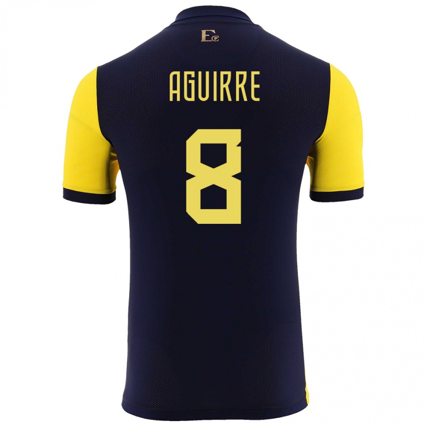 Niño Fútbol Camiseta Ecuador Marthina Aguirre #8 Amarillo 1ª Equipación 24-26 México