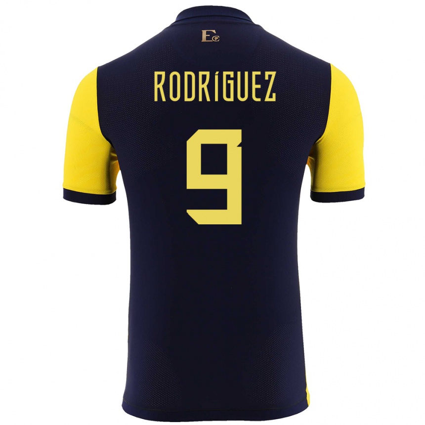 Niño Fútbol Camiseta Ecuador Ingrid Rodriguez #9 Amarillo 1ª Equipación 24-26 México