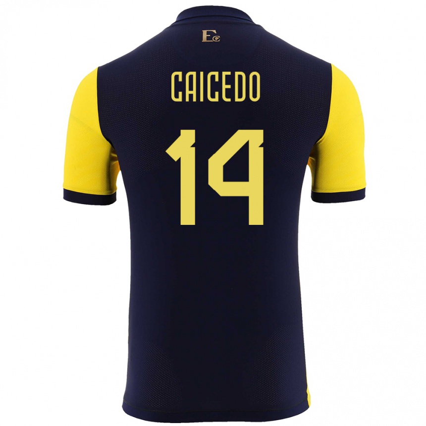 Niño Fútbol Camiseta Ecuador Carina Caicedo #14 Amarillo 1ª Equipación 24-26 México