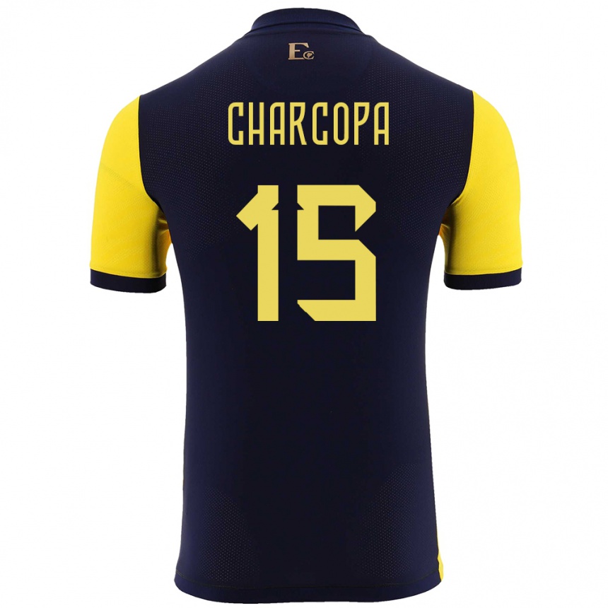 Niño Fútbol Camiseta Ecuador Nicole Charcopa #15 Amarillo 1ª Equipación 24-26 México