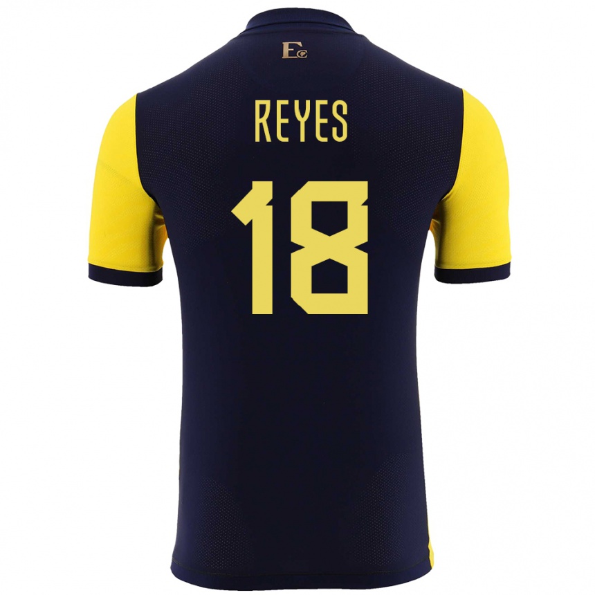 Niño Fútbol Camiseta Ecuador Ashley Reyes #18 Amarillo 1ª Equipación 24-26 México