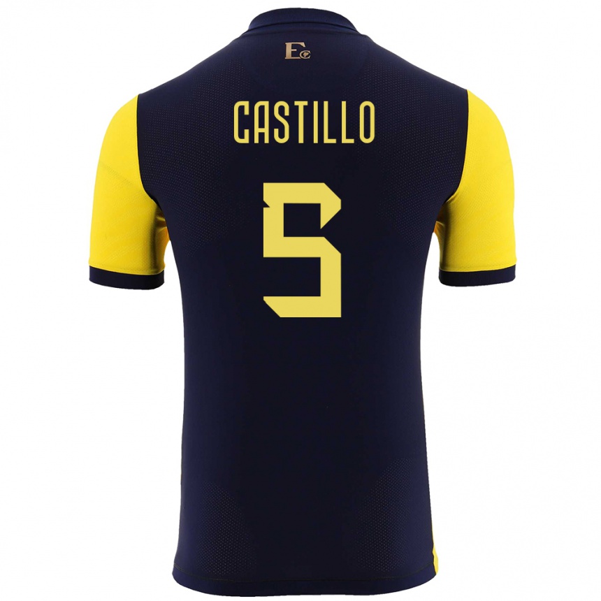 Niño Fútbol Camiseta Ecuador Denil Castillo #5 Amarillo 1ª Equipación 24-26 México